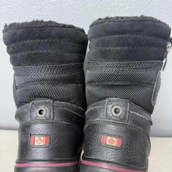 Mens‎ Pajar Canada Zip Black Waterproof Winter Boots Sz 9